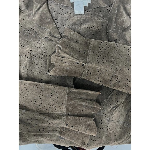 Cold Creek women's 100% leather jacket button front brown size L - Picture 8 of 13